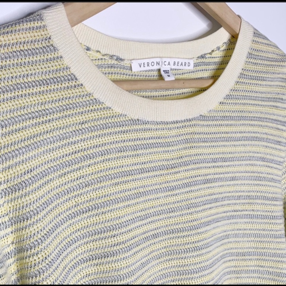 Veronica Beard Boise Sweater Striped Yellow Medium